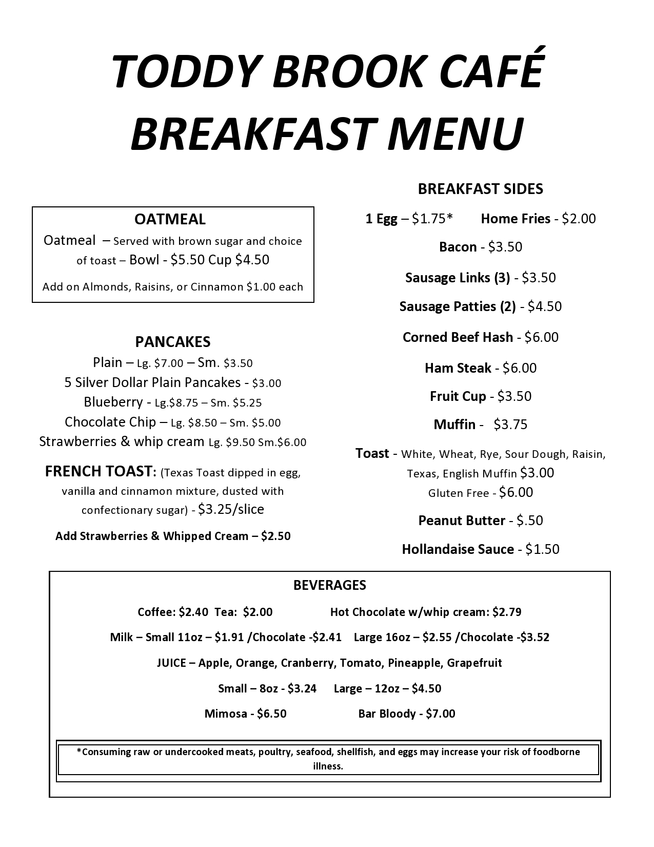 Breakfast menu · 1